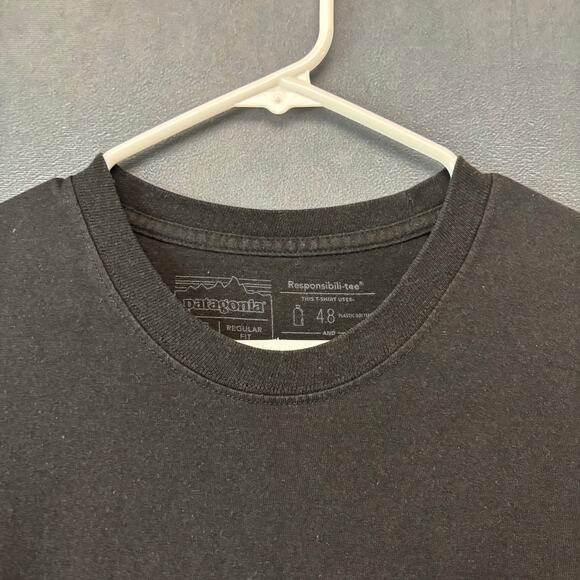 Patagonia Responsibili-Tee Long Sleeve Shirt Black Logo Graphic Outdoor Casual - Picture 4 of 9